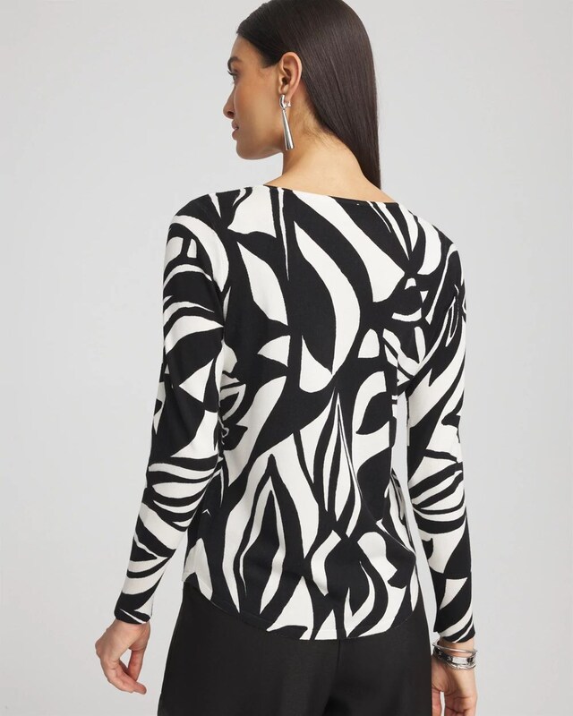 Abstract Print V-Neck Pullover Sweater - image 3
